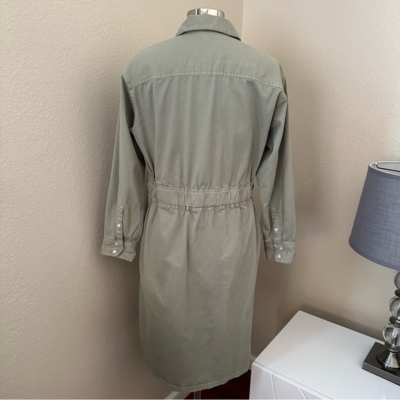 J.CREW Cinched Waist Utility Midi Dress Iced Pine Sage Green Stretch Chino Sz 8 - Picture 11 of 16